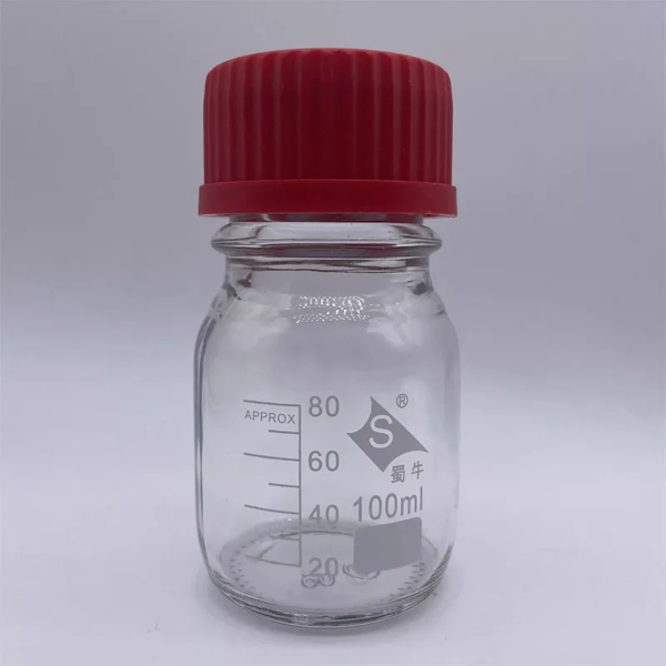 Screw-mouth reagent bottle, transparent, 100ml experimental bottle with a net to prevent diffusion