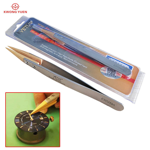 KWONG YUEN Watch Repair Tool Boxwood Tweezers Precision Antimagnetic No. 27 Pointed Insulation Does Not Damage Parts Tools